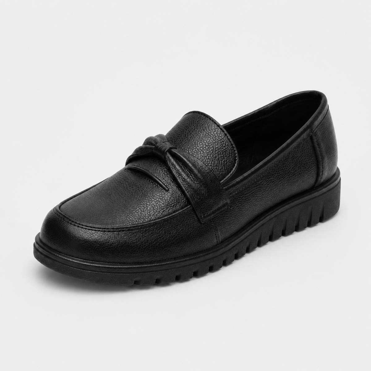 Mocassin Noir Compensé pour Femme avec Bandeau | Suzanne
