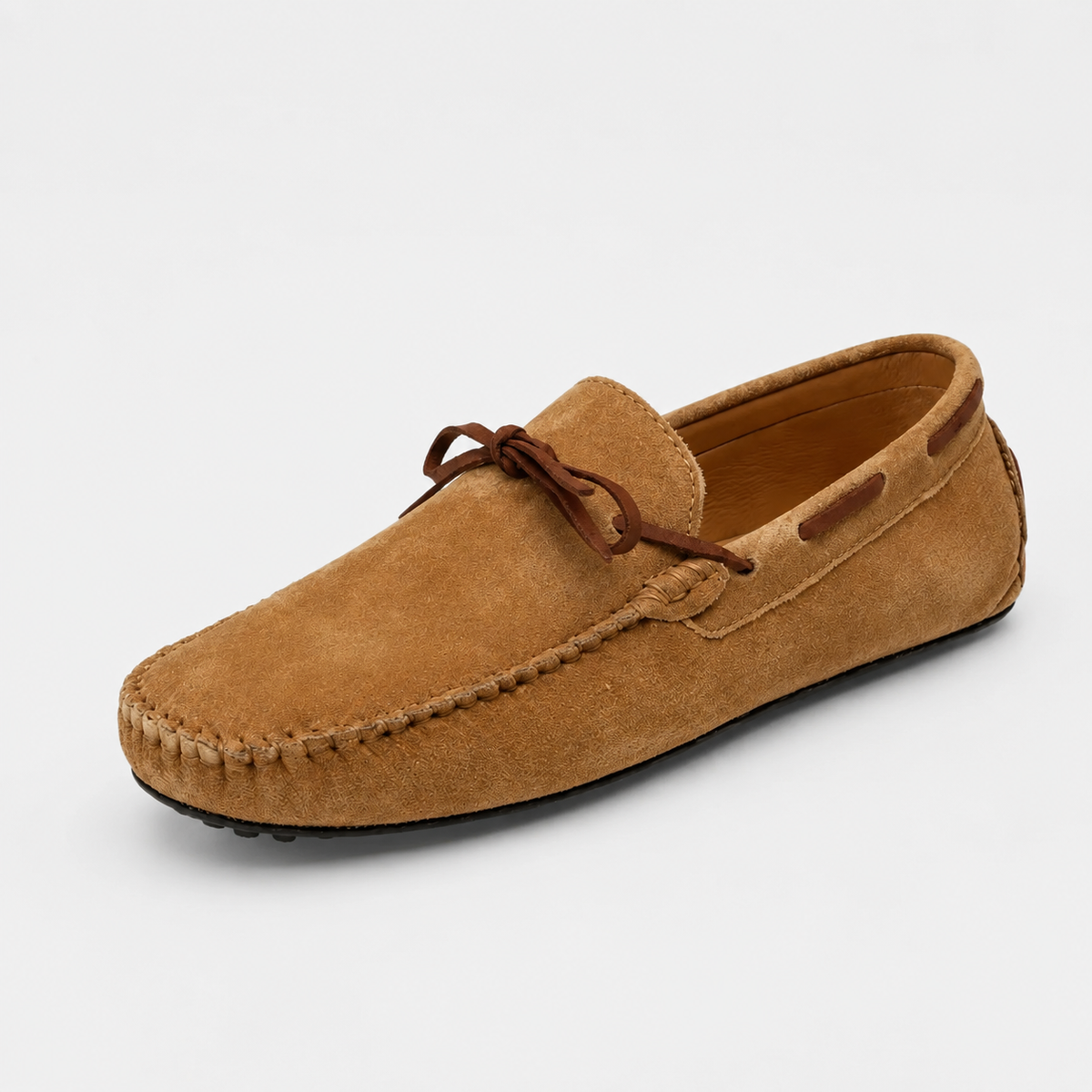 Mocassin Homme Nubuck Daim Marron Clair Camel à Lacet | Albert