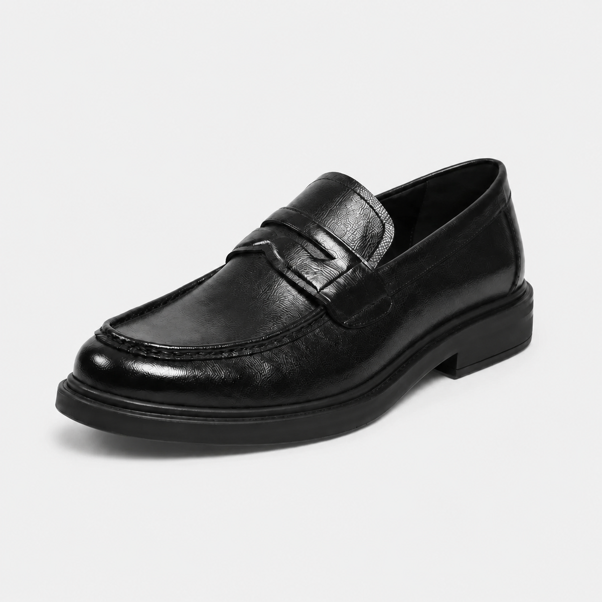 Mocassin Homme à Talon en Cuir Vintage Noir Vernis | Aaron