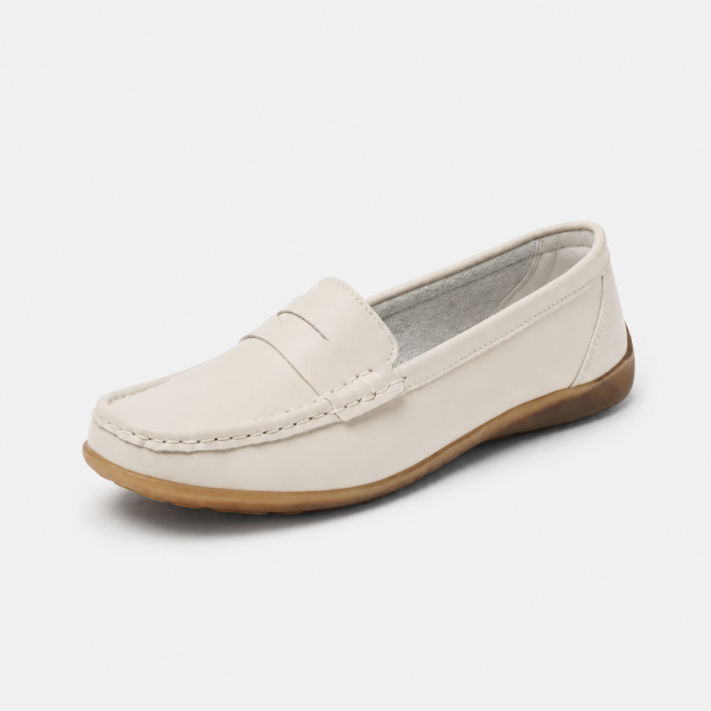 Mocassin en Daim Beige Vintage pour Femme | Apolline