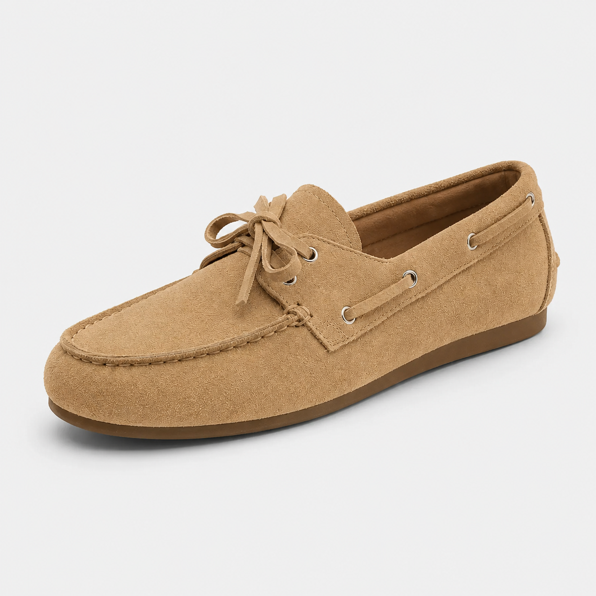 Mocassin en Daim Beige à Lacets pour Femme | Clementine