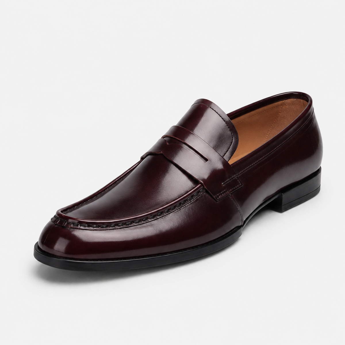 Mocassin en Cuir Vernis Bordeaux Foncé Costume pour Homme | Diego
