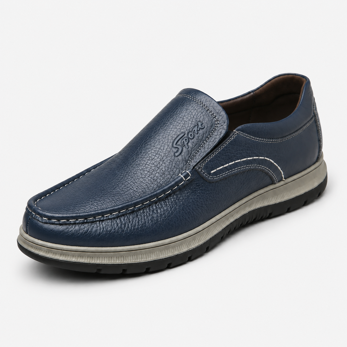 Mocassin en Cuir Bleu Marine Épais pour Homme | Tancrede