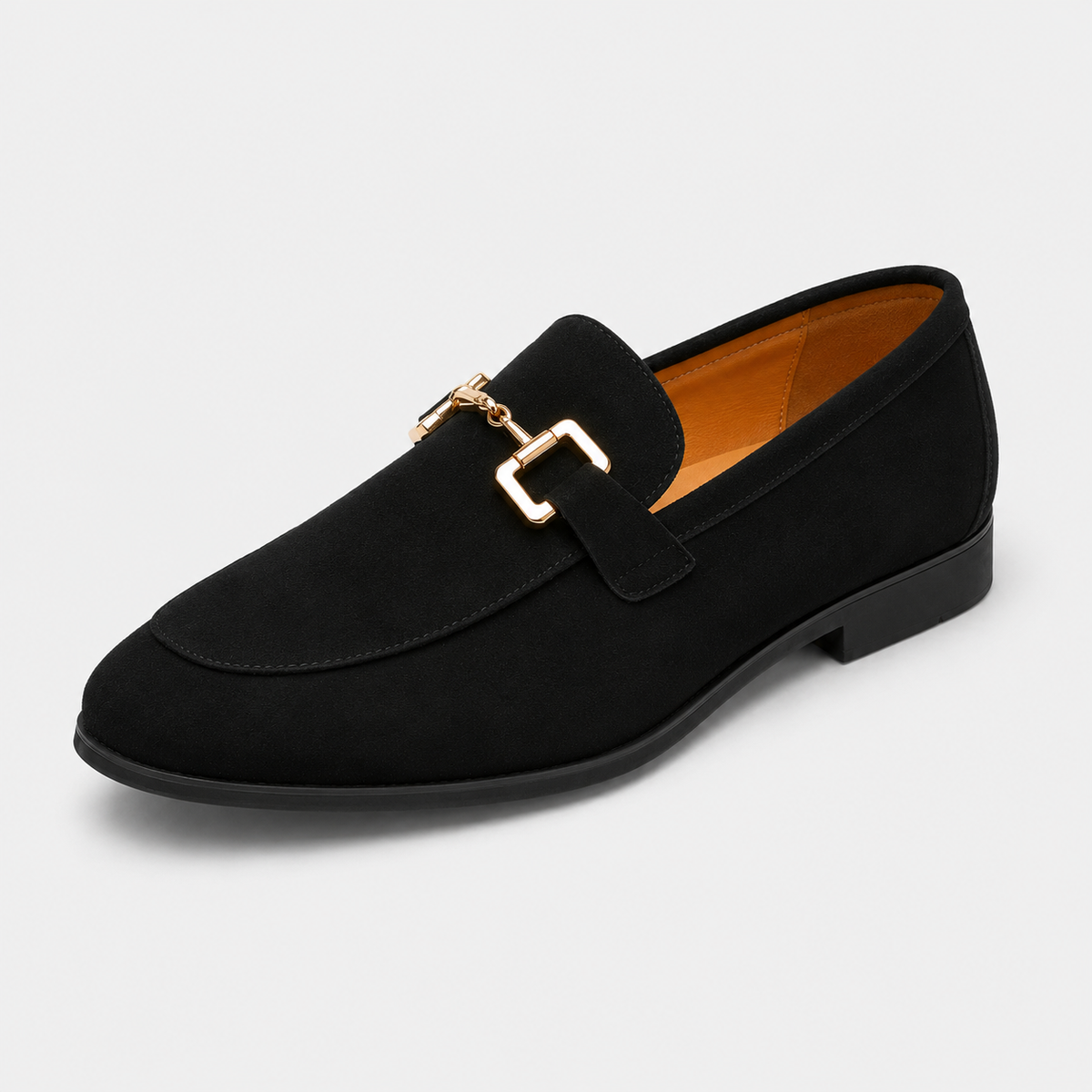 Mocassin Daim Nubuck Noir Mors Doré Homme | Remi