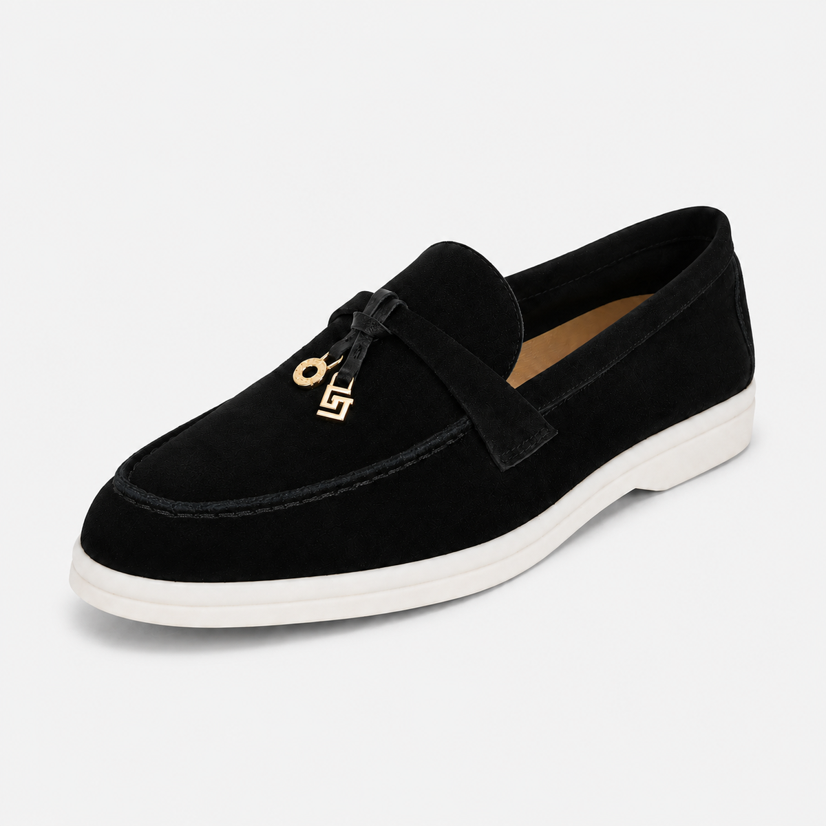 Mocassin Daim Noir Glands Dorés | Angele
