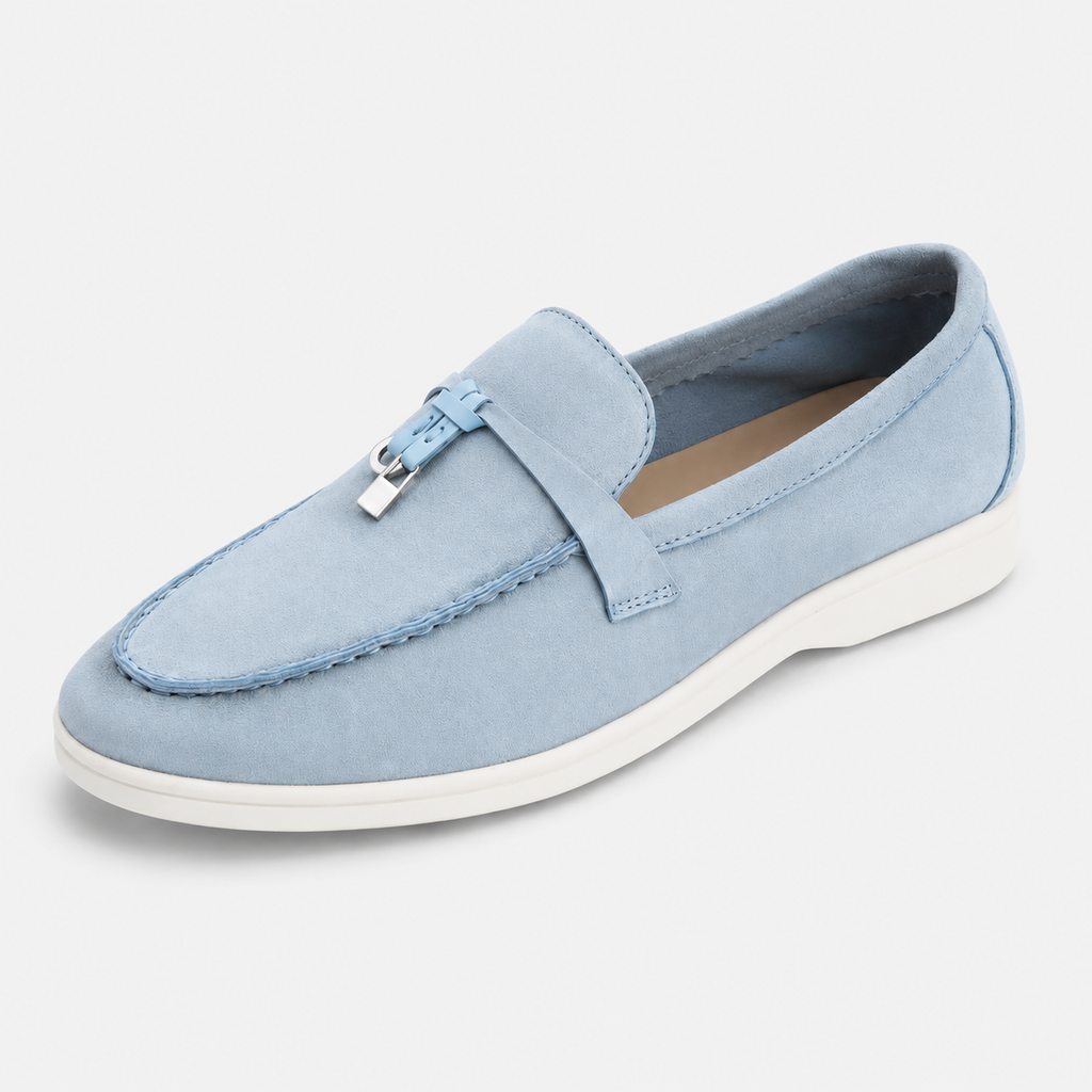 Mocassin Daim Bleu Ciel à Glands | Cyril