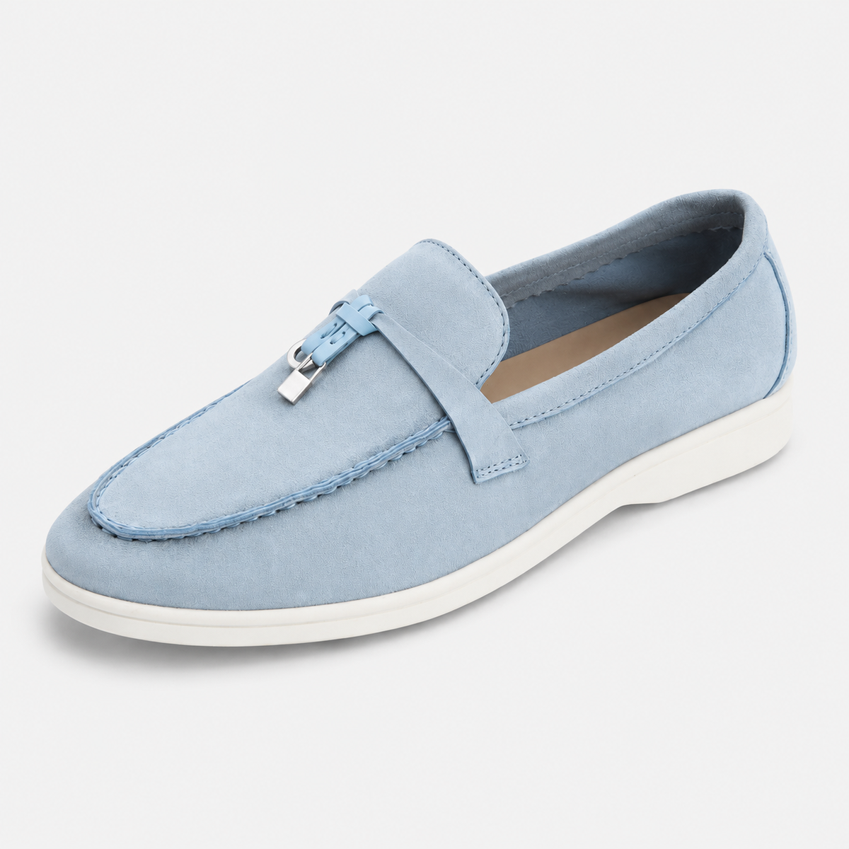 Mocassin Daim Bleu Ciel à Glands | Cyril