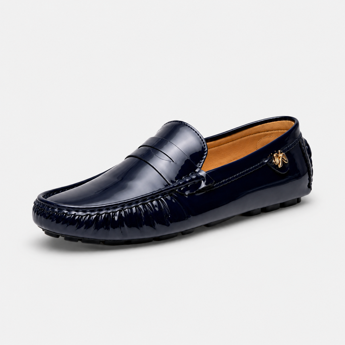Mocassin Cuir Bleu Marine Vernis Femme | Ariane