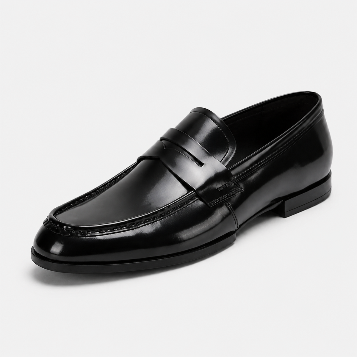 Mocassin Costume Mariage en Cuir Noir Vernis Talon Homme | Victor