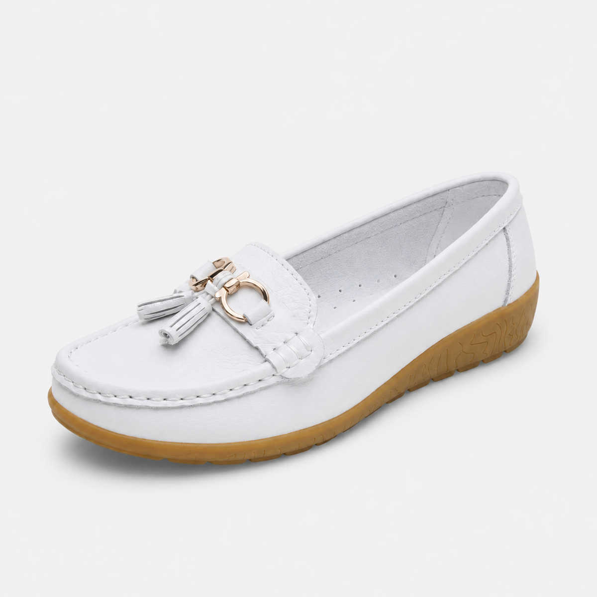 Mocassin Compensé Femme Blanc | Anaïs