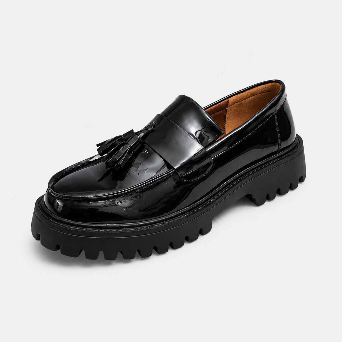 Mocassin Compensé en Cuir Vernis Noir Homme | Marius