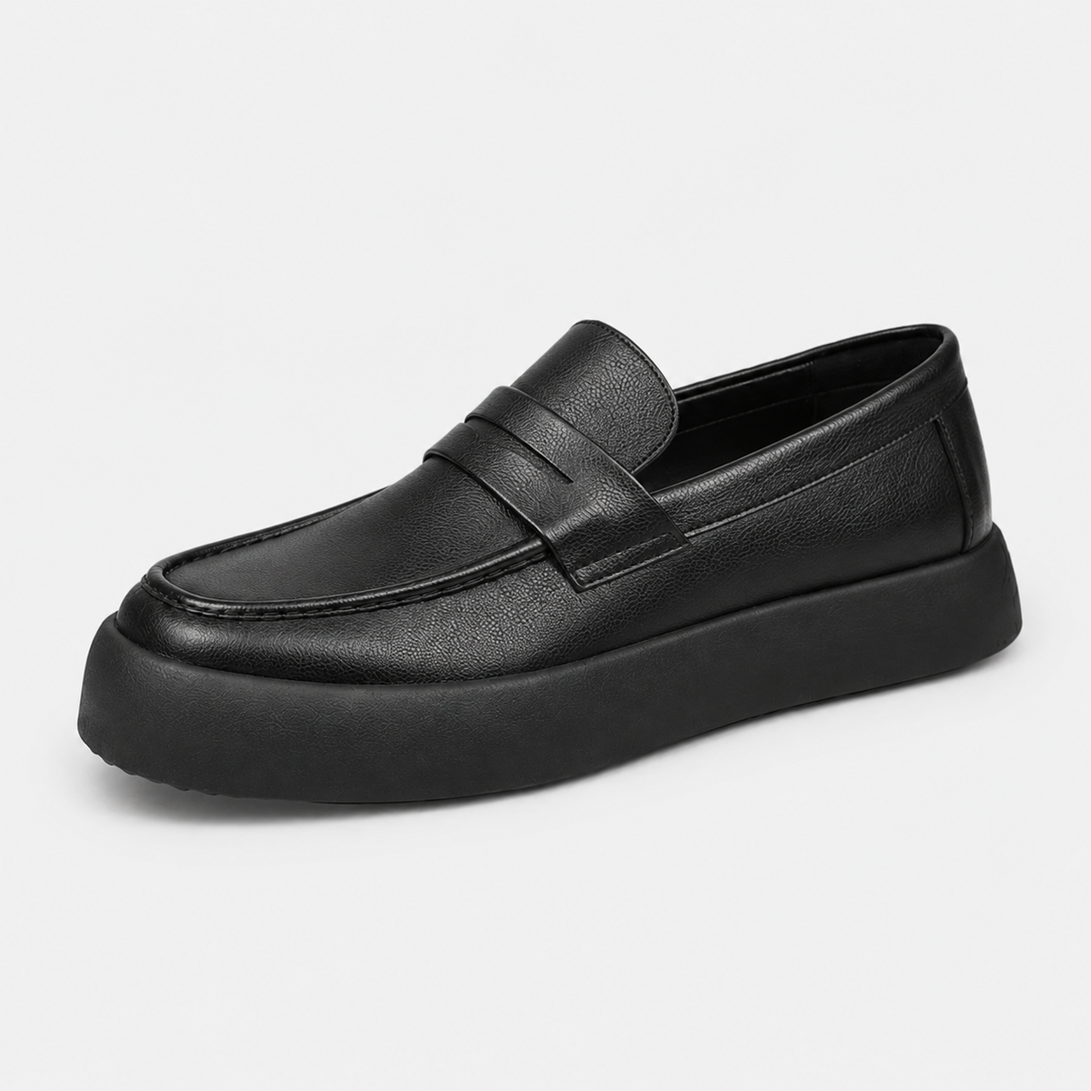 Mocassin à Semelle Épaisse Plat en Cuir Noir pour Homme | Côme