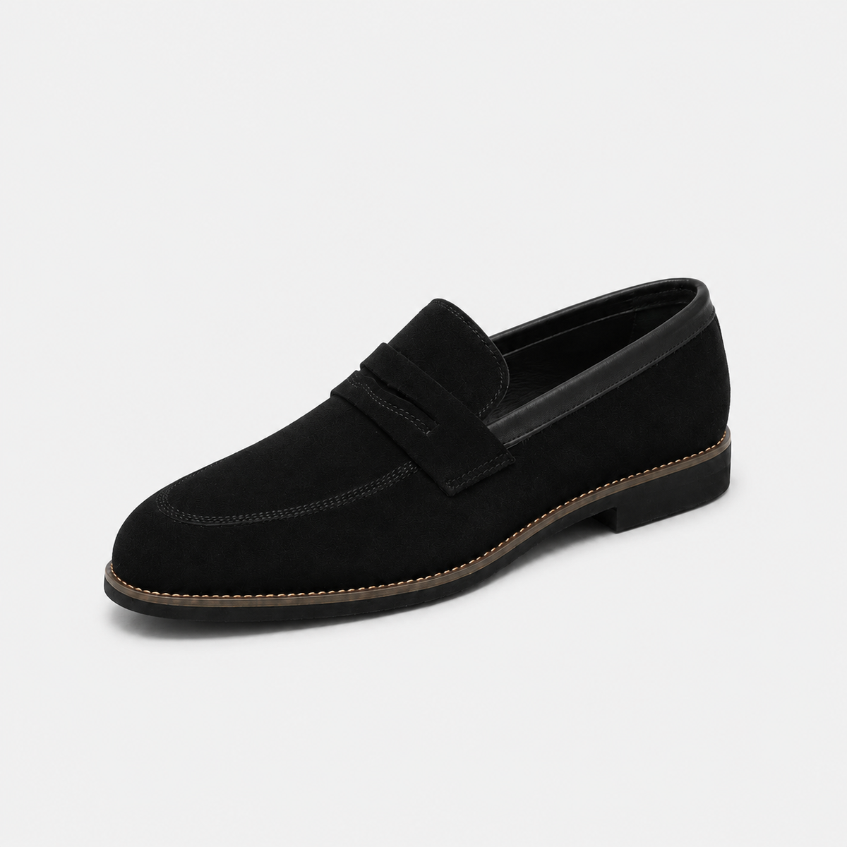 Mocassin Daim Velours Noir Costume Habillé Smoking Talon | Gaspard