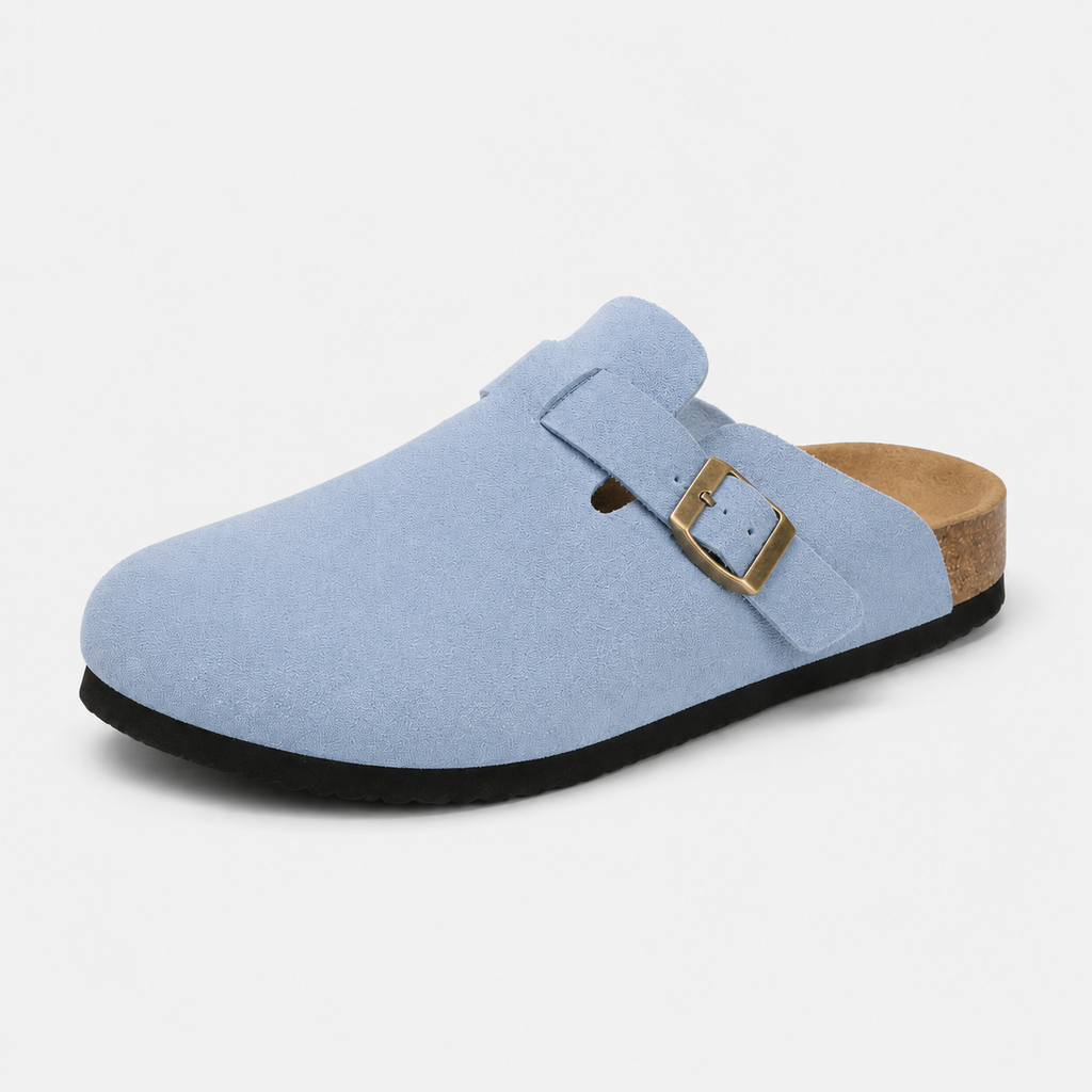 Chausson Mocassin Ouvert en Daim Nubuck Bleu Clair | Malo
