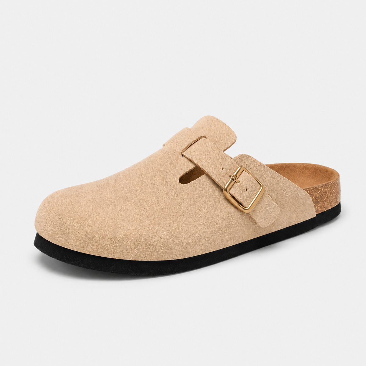 Chausson Mocassin Mule en Daim Beige Ouvert à L'arrière Unisexe | Loeiz
