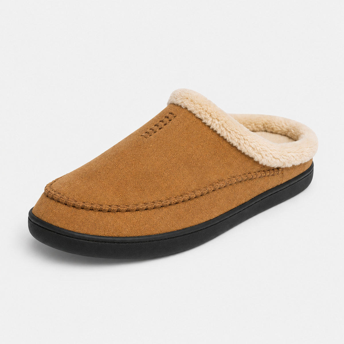 Chausson Mocassin en Cuir Marron Camel Mule Fourré | Landry