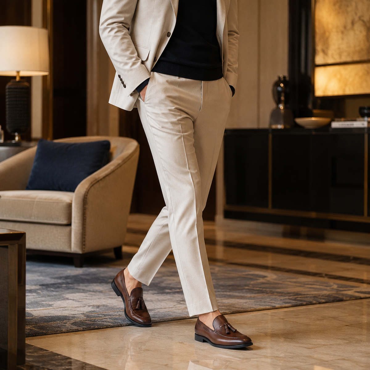 Mocassin Cuir Marron Vernis à Gland Homme | Antoine