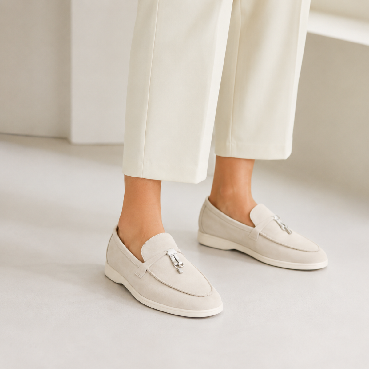 Mocassin en Daim Beige à Gland | Joséphine