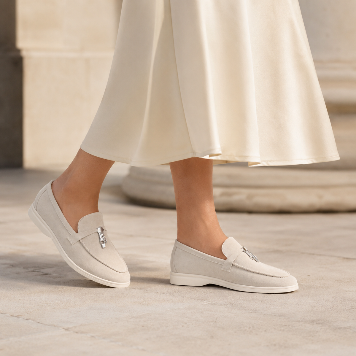 Mocassin en Daim Beige à Gland | Joséphine