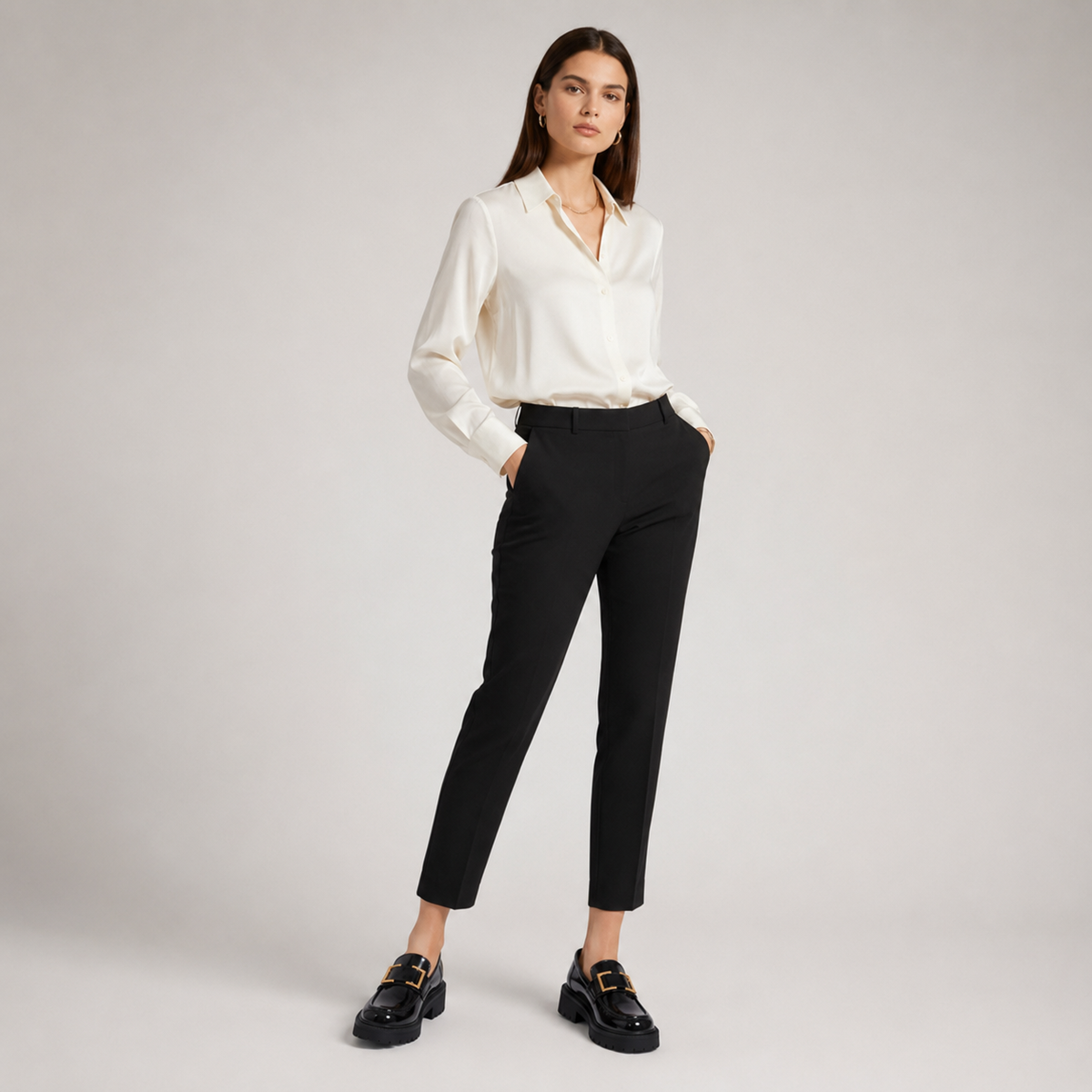 Mocassins Noir Femme Chaînette Dorée | Diane