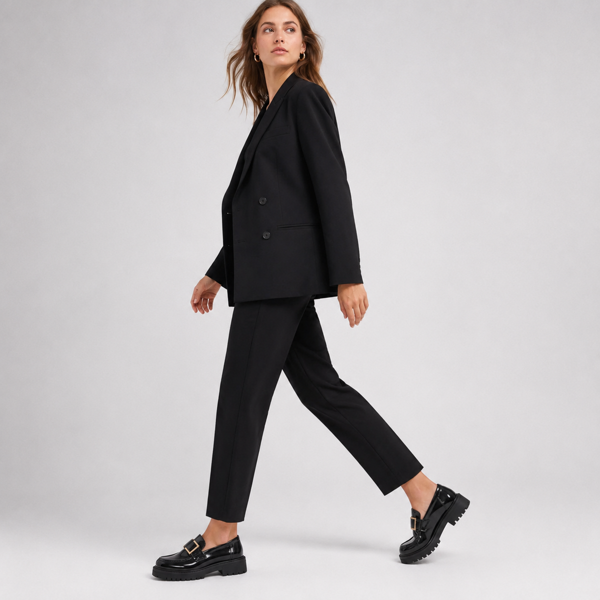 Mocassins Noir Femme Chaînette Dorée | Diane