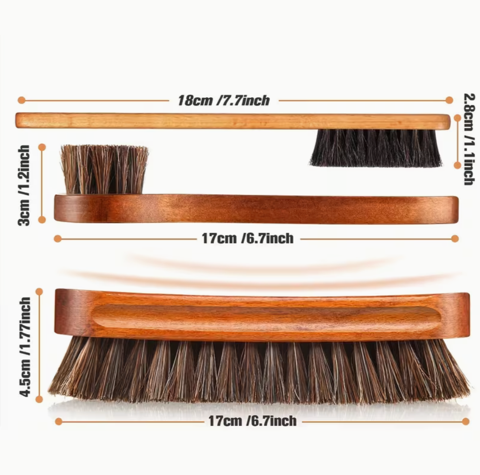 Kit d'Entretien 4 Pièces — 3 Brosses en Bois et Chiffon Microfibre | Aubin