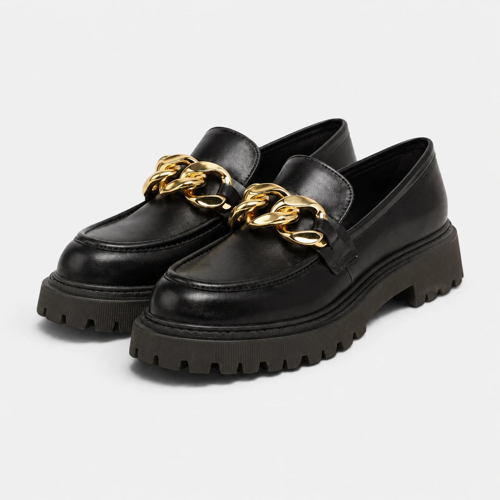 Mocassin Noir avec Chaine | Angelina