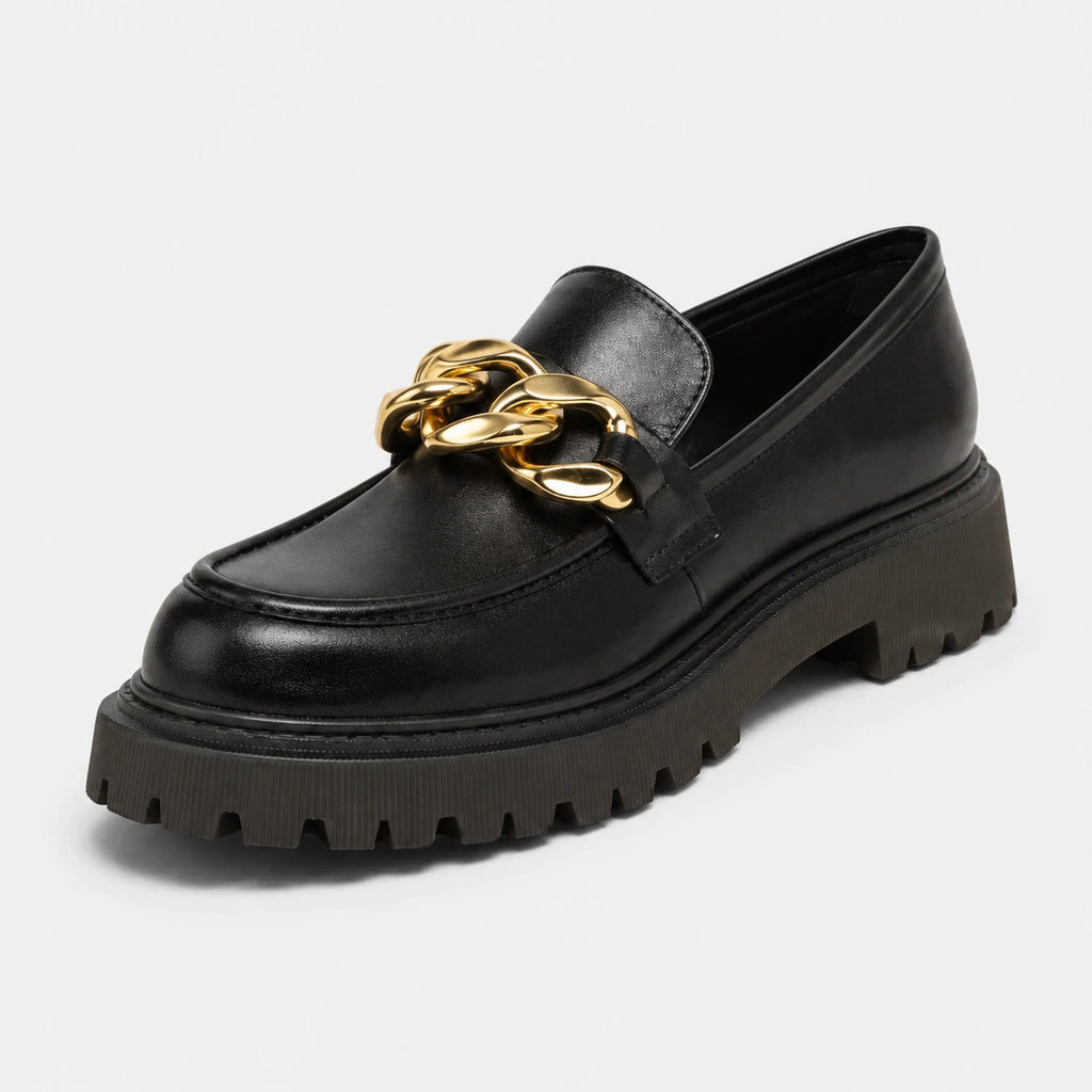 Mocassin Noir avec Chaine | Angelina