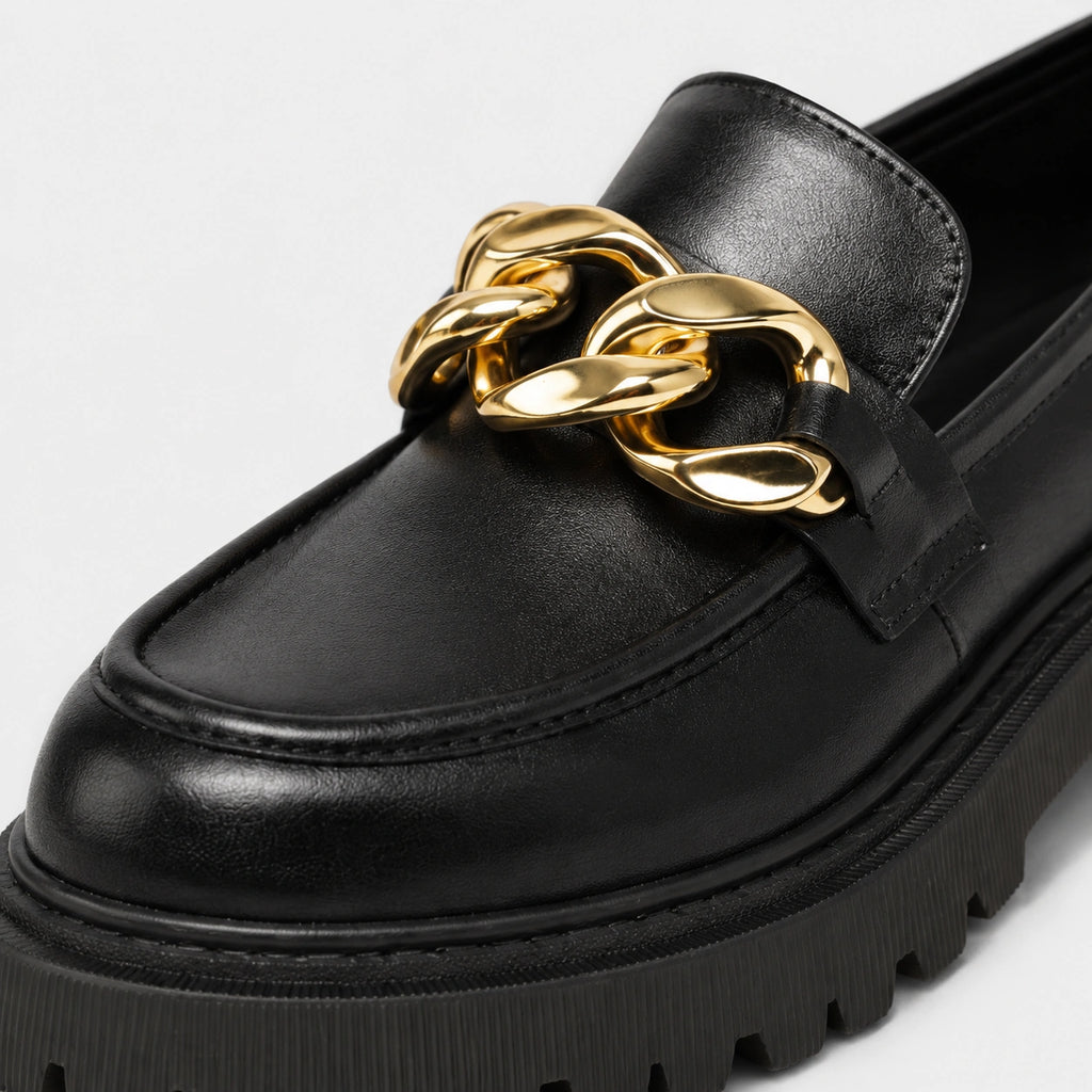 Mocassin Noir avec Chaine | Angelina