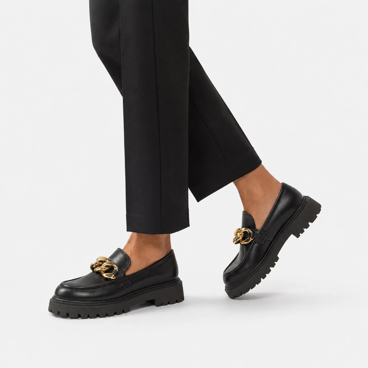Mocassin Noir avec Chaine | Angelina
