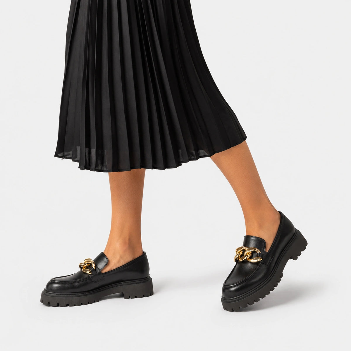 Mocassin Noir avec Chaine | Angelina