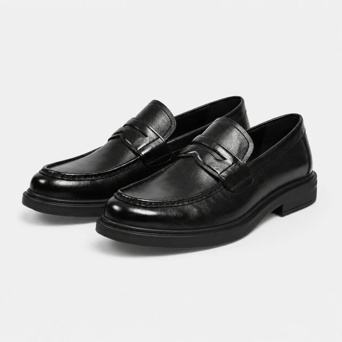 Mocassin Homme à Talon en Cuir Vintage Noir Vernis | Aaron