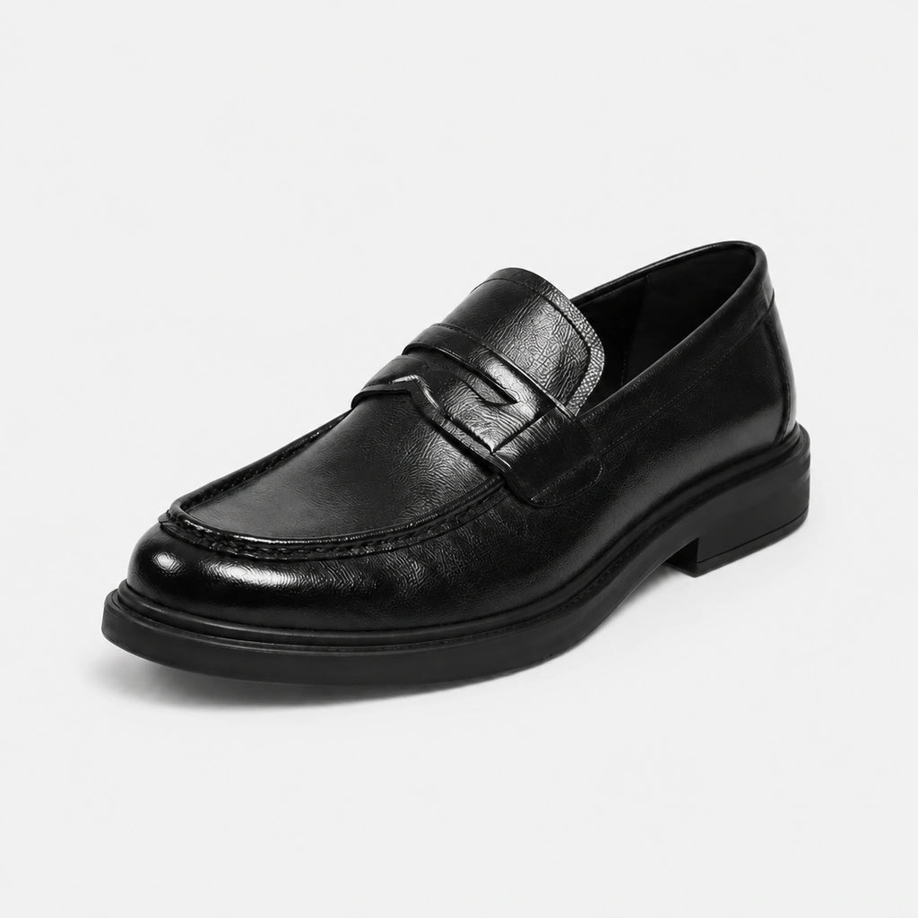 Mocassin Homme à Talon en Cuir Vintage Noir Vernis | Aaron