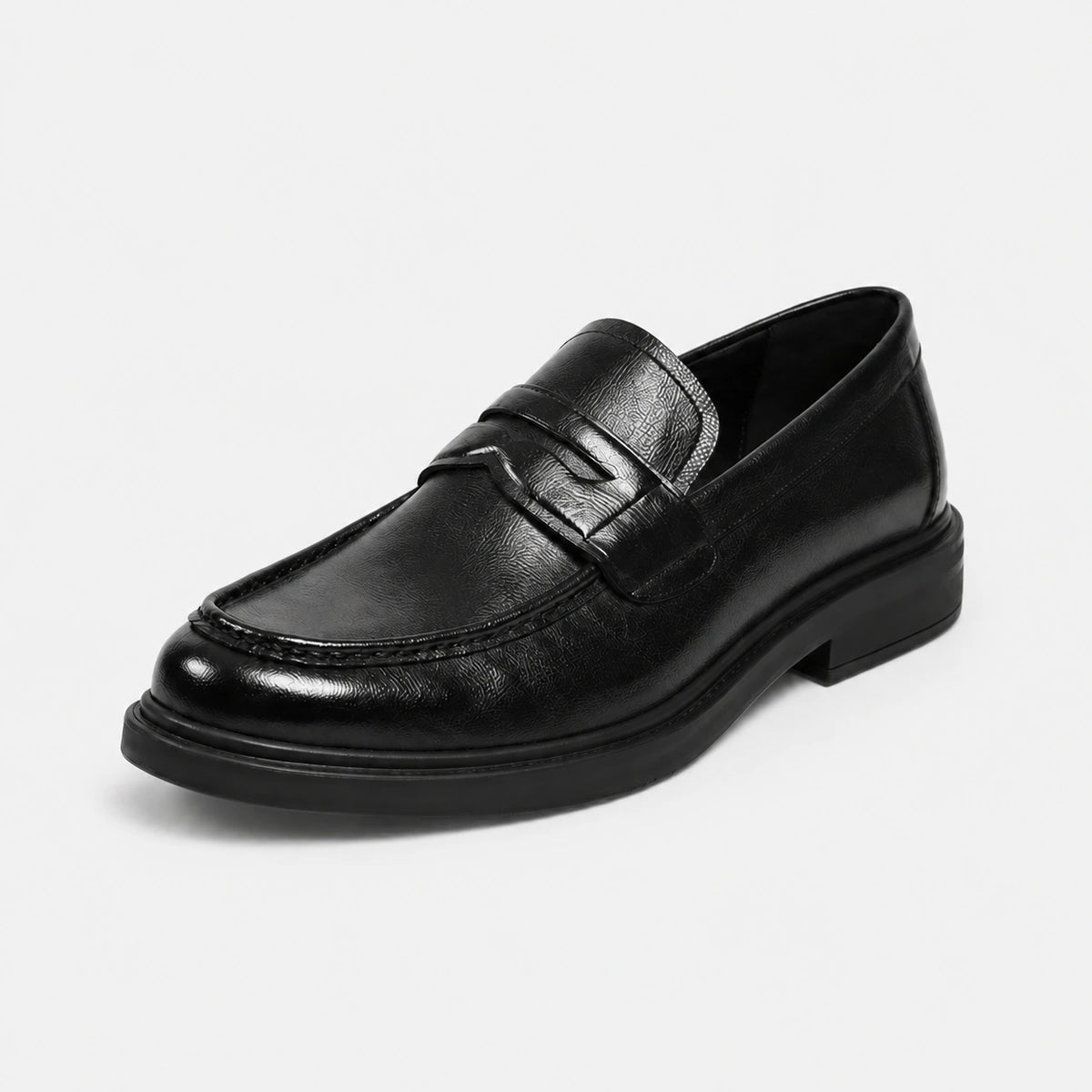 Mocassin Homme à Talon en Cuir Vintage Noir Vernis | Aaron