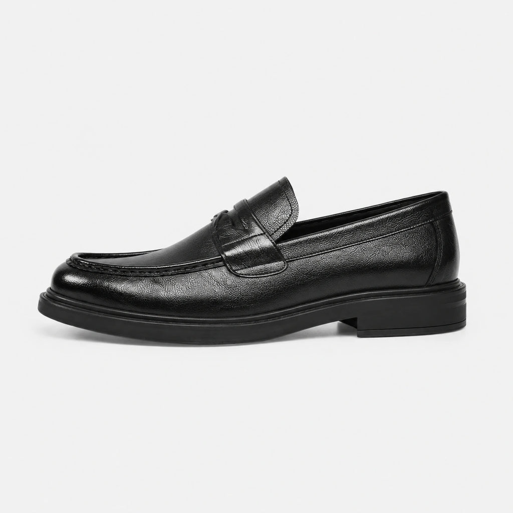 Mocassin Homme à Talon en Cuir Vintage Noir Vernis | Aaron