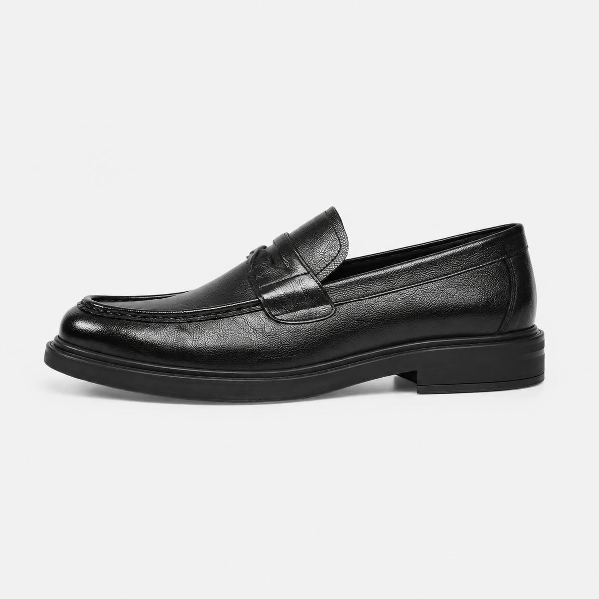 Mocassin Homme à Talon en Cuir Vintage Noir Vernis | Aaron