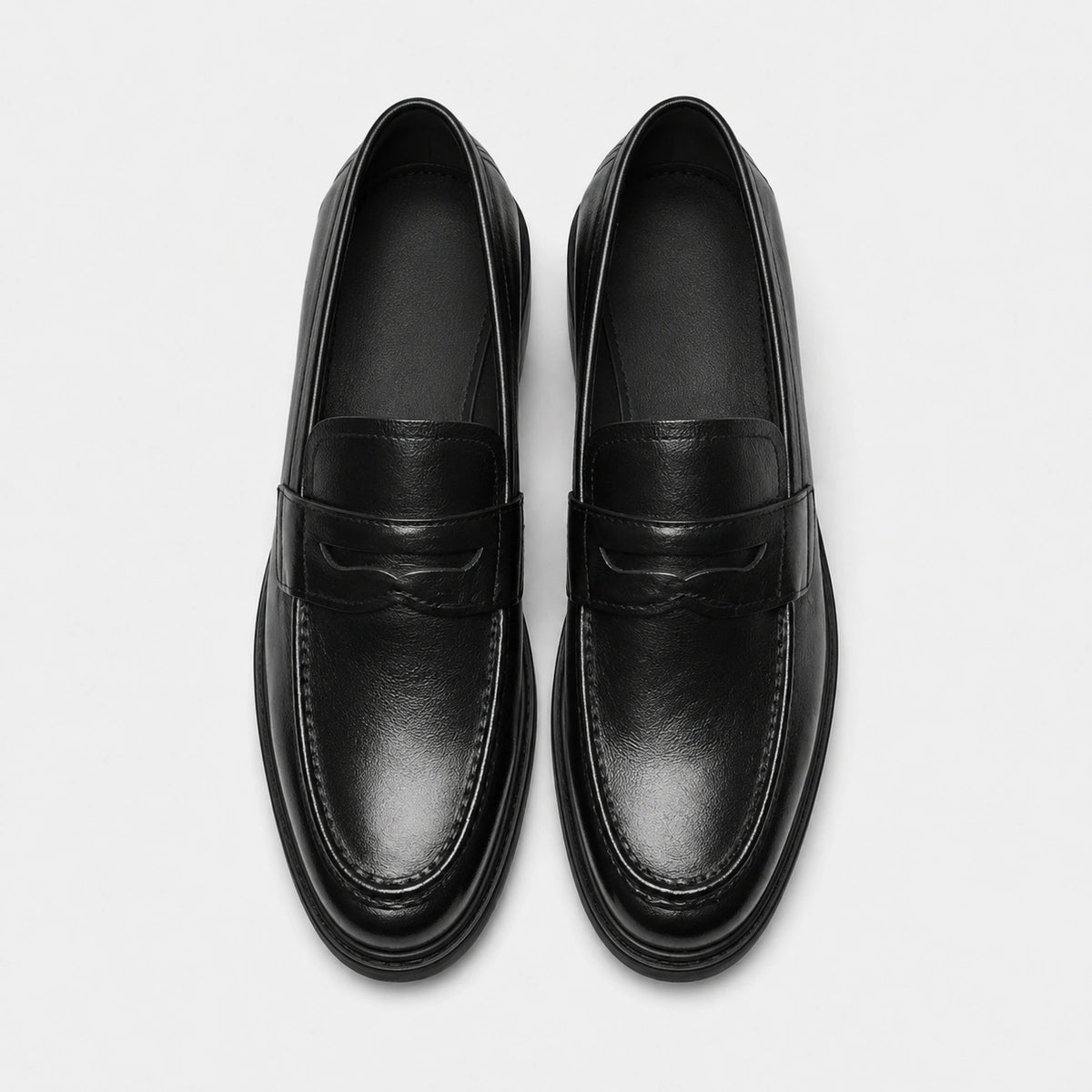 Mocassin Homme à Talon en Cuir Vintage Noir Vernis | Aaron