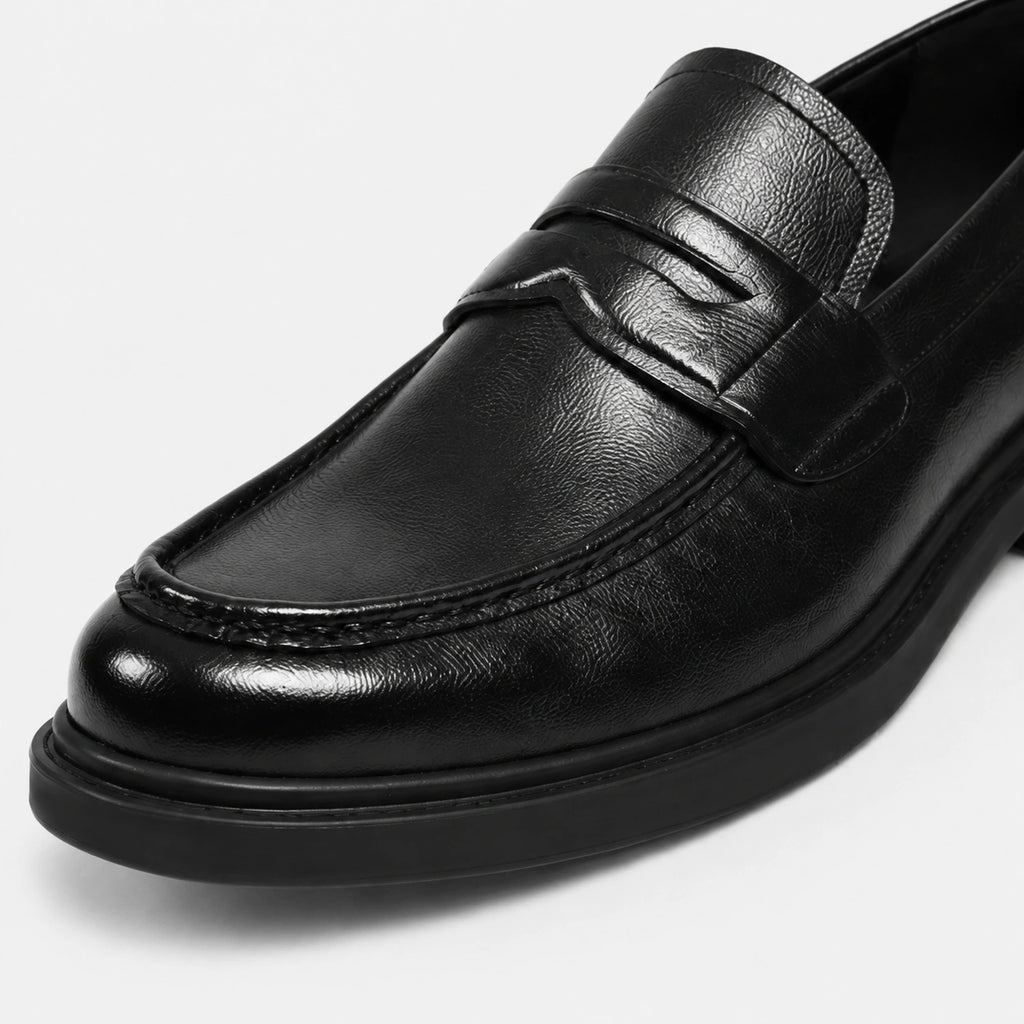 Mocassin Homme à Talon en Cuir Vintage Noir Vernis | Aaron