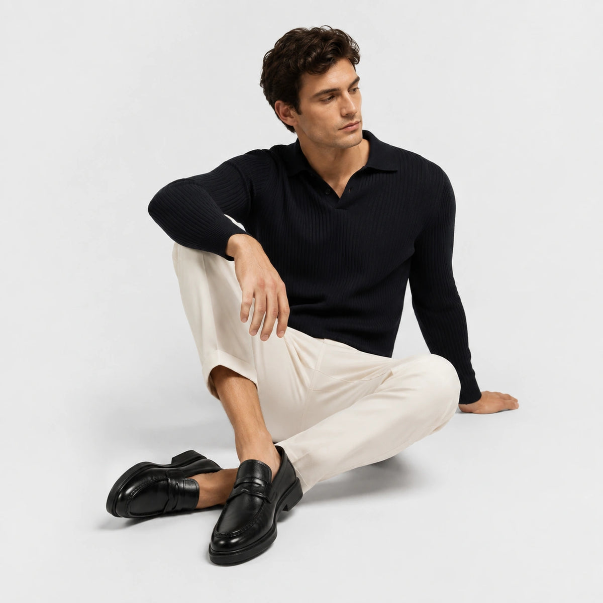 Mocassin Homme à Talon en Cuir Vintage Noir Vernis | Aaron