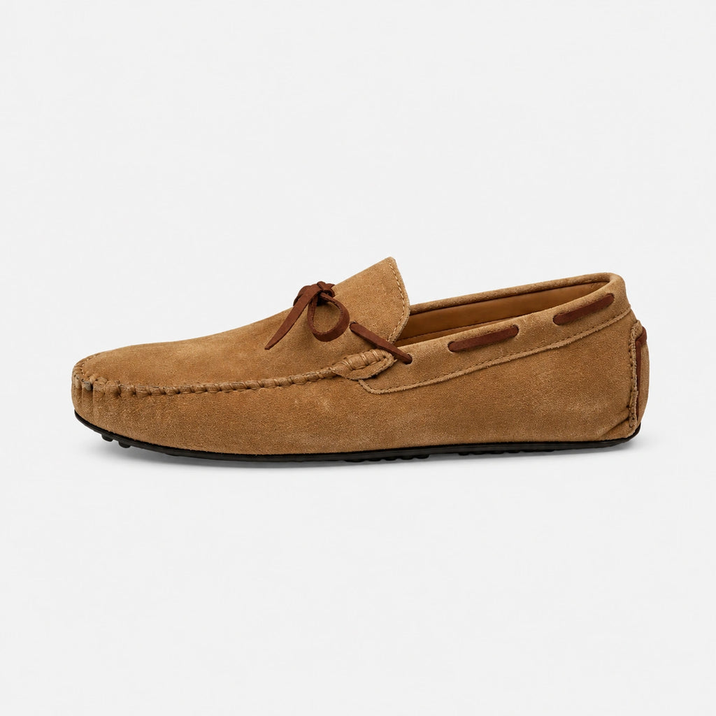 Mocassin Homme Nubuck Daim Marron Clair Camel à Lacet | Albert