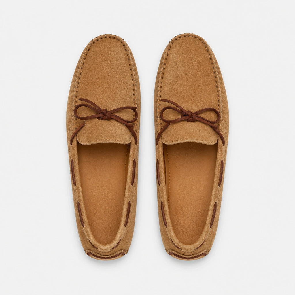 Mocassin Homme Nubuck Daim Marron Clair Camel à Lacet | Albert