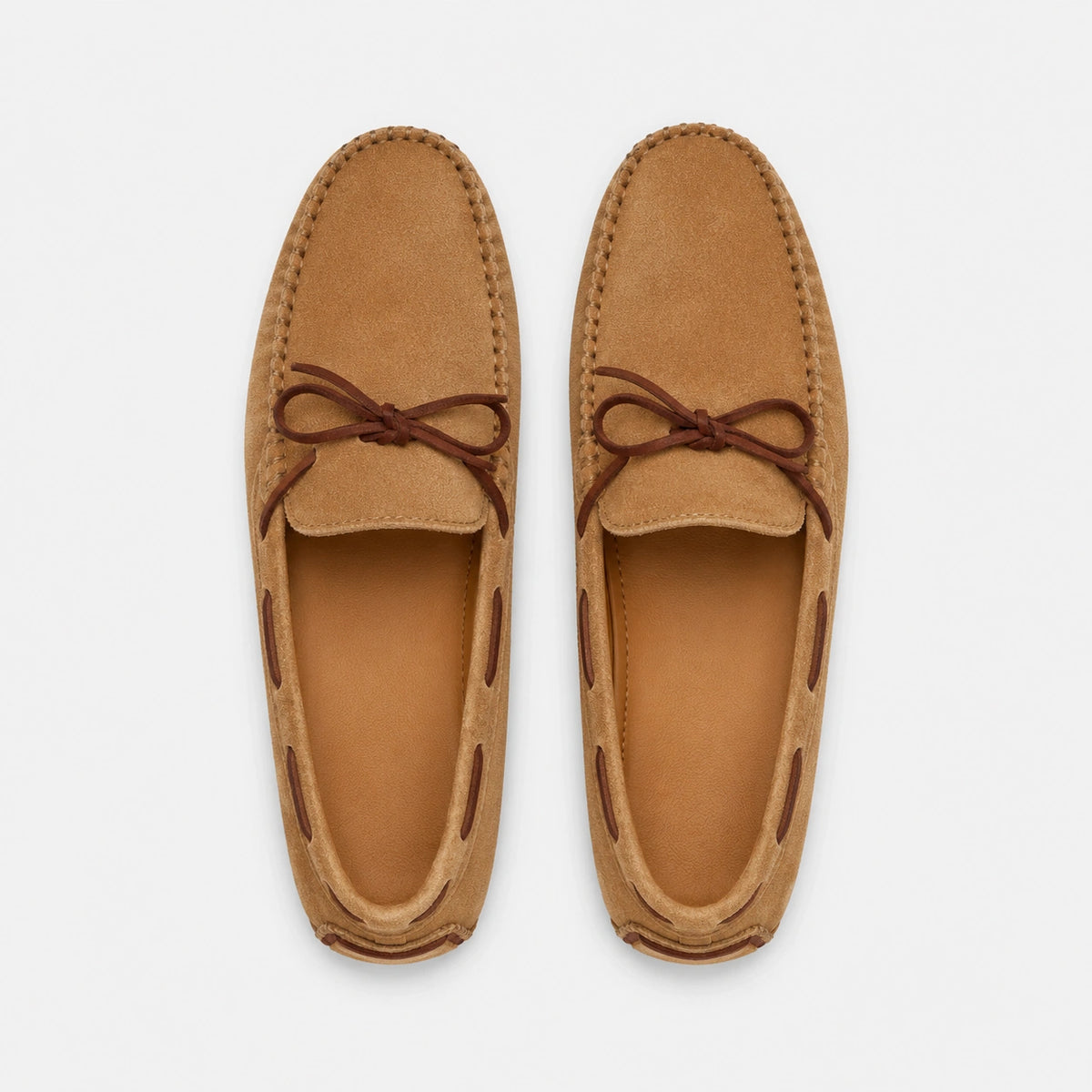 Mocassin Homme Nubuck Daim Marron Clair Camel à Lacet | Albert