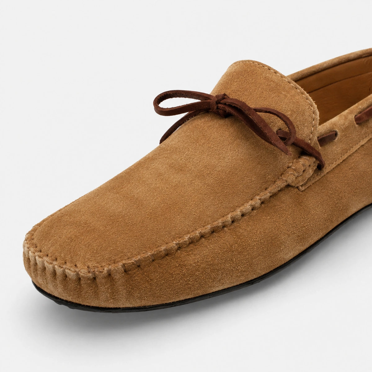 Mocassin Homme Nubuck Daim Marron Clair Camel à Lacet | Albert