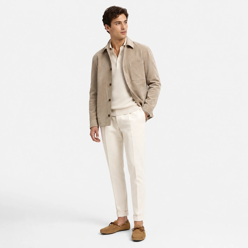 Mocassin Homme Nubuck Daim Marron Clair Camel à Lacet | Albert