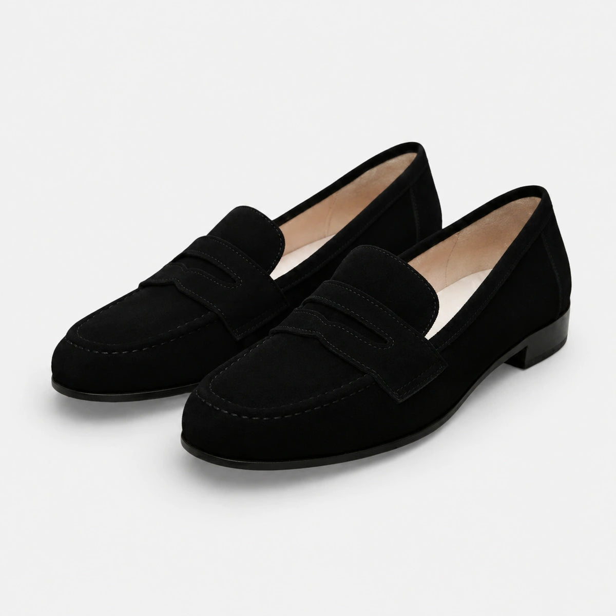 Mocassin Femme Talon en Daim Noir | Ambre