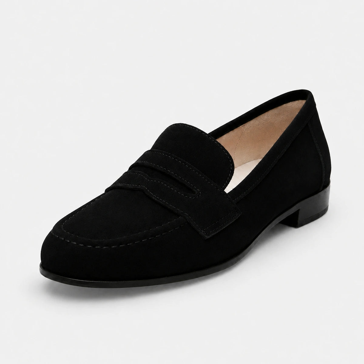 Mocassin Femme Talon en Daim Noir | Ambre