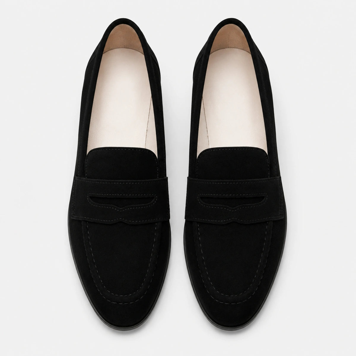 Mocassin Femme Talon en Daim Noir | Ambre