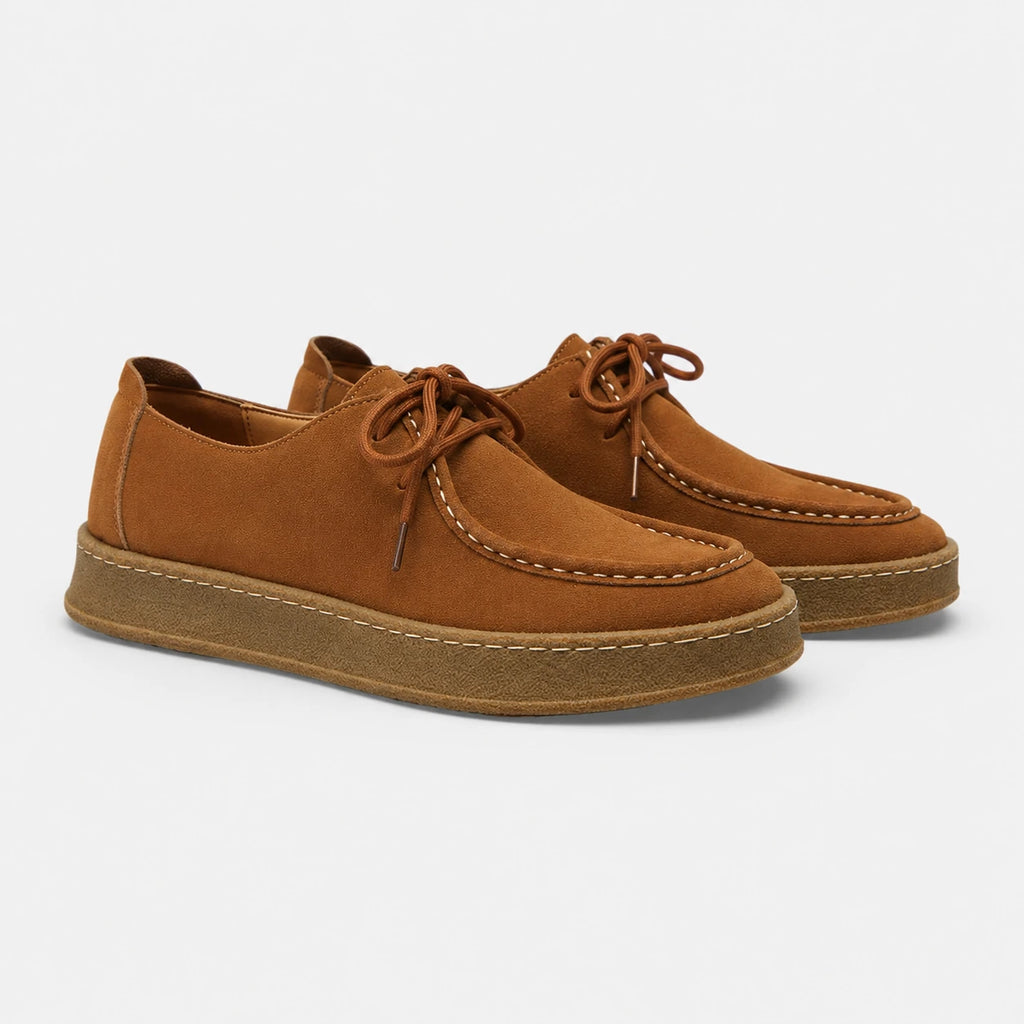 Mocassin Nubuck Camel à Lacets pour Homme | Andre