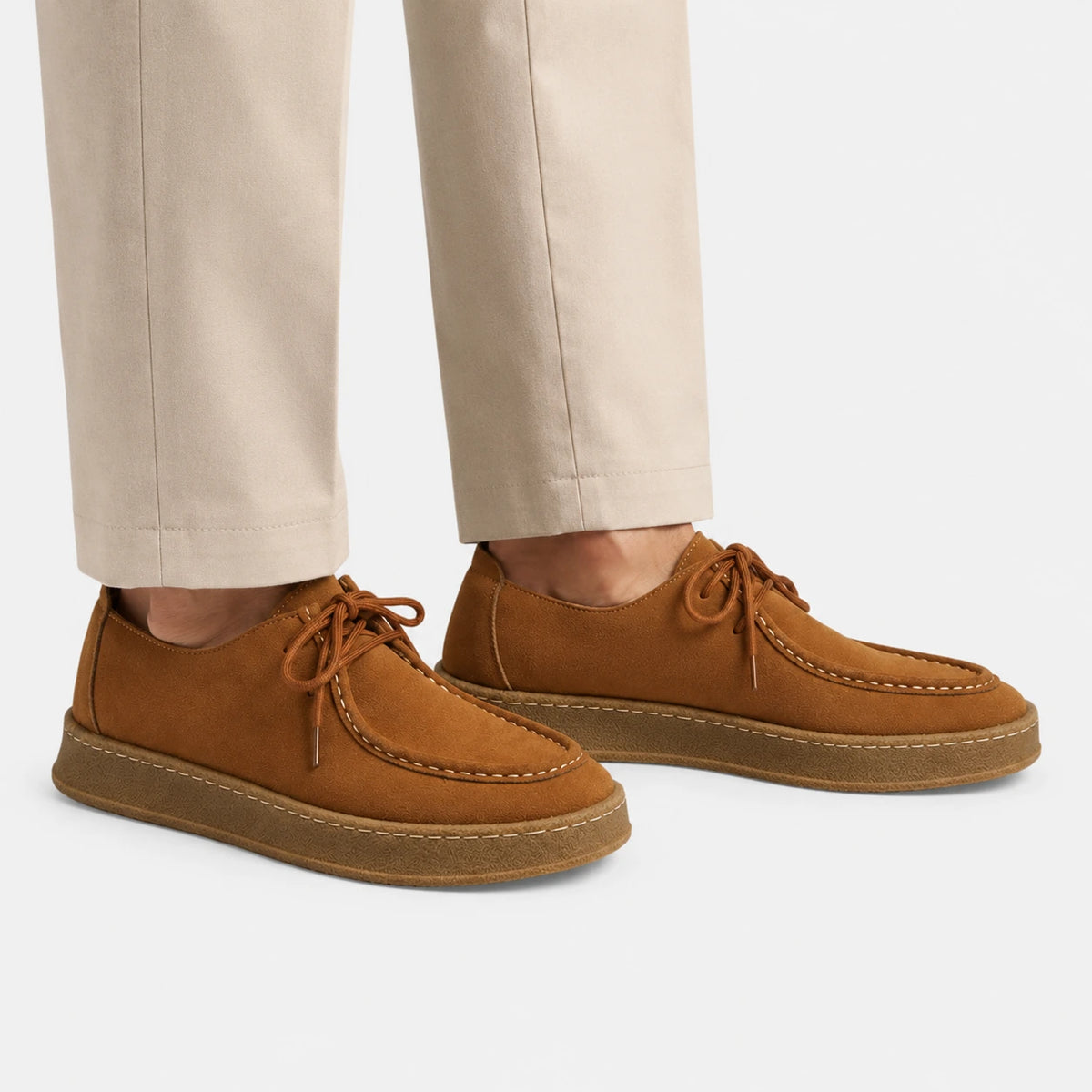 Mocassin Nubuck Camel à Lacets pour Homme | Andre