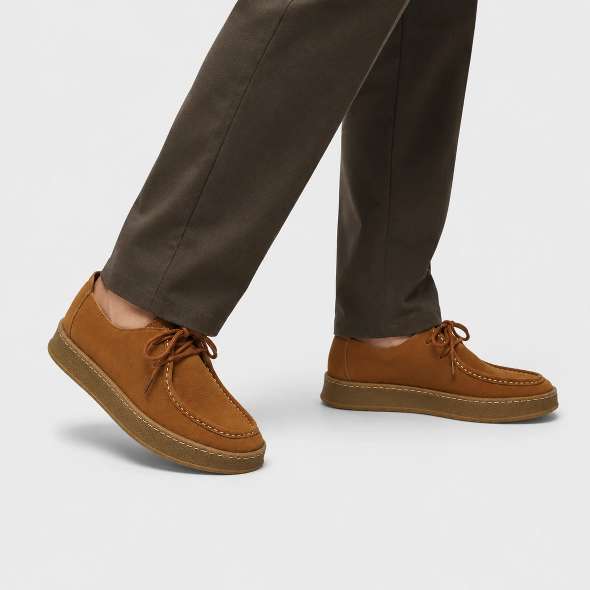Mocassin Nubuck Camel à Lacets pour Homme | Andre